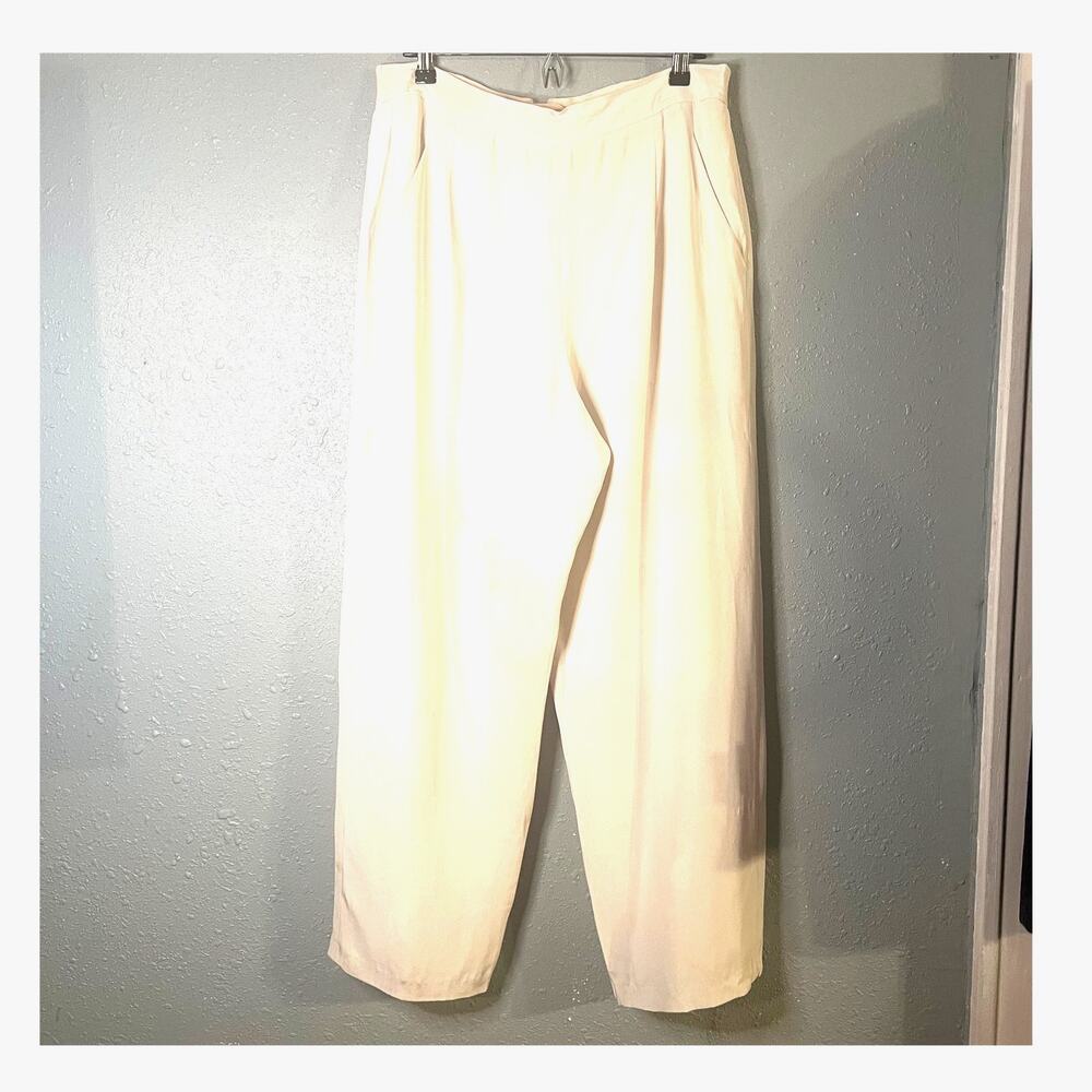 Vintage Dana Buckman White Womens Sz 14 silk pants Old Money Workwear Office